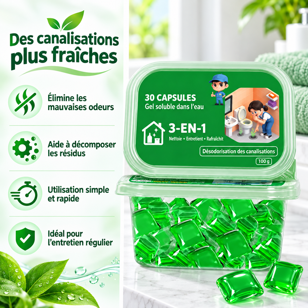 FLUVIA™ – Pastilles Anti-Odeurs & Entretien Canalisations
