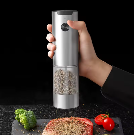Moulin à Poivre et Sel Électrique – Corps Inox Rechargeable