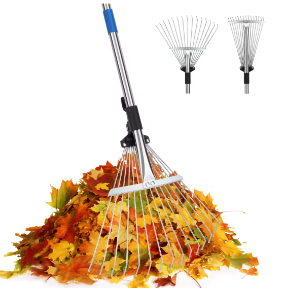 Râteau à Feuilles en Métal – Manche Télescopique 160 cm
