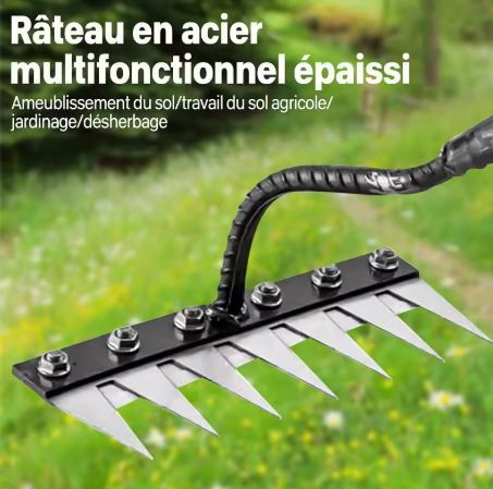 Râteau en Acier Multifonction – Lames Renforcées pour Jardinage