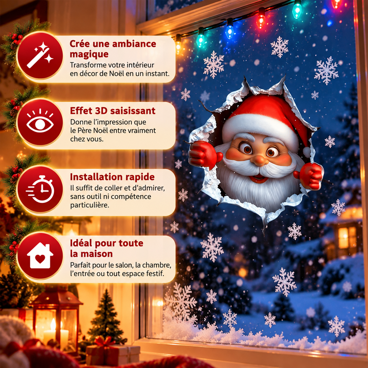 NOËLIA™ - AUTOCOLLANT DE NOËL 3D