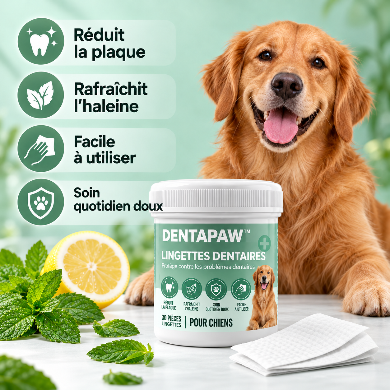DENTAPAW™ – Lingettes Dentaires pour Chiens